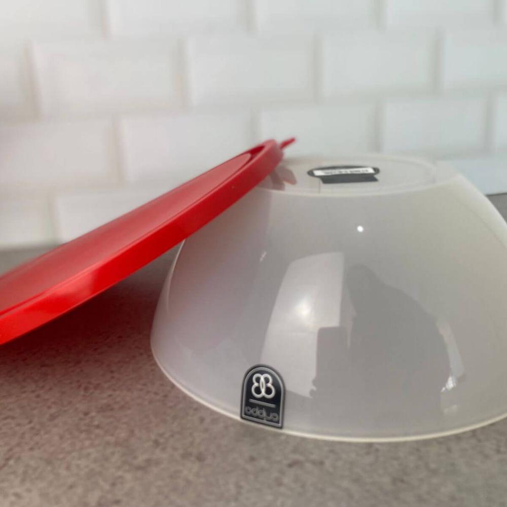 Pote com Tampa 2,3L Redondo Crippa Transparente e Vermelho Bacia Alimentos Frutas