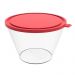 Pote com Tampa 3,8L Redondo Crippa Porta Mantimentos Transparente e Vermelho Plástico