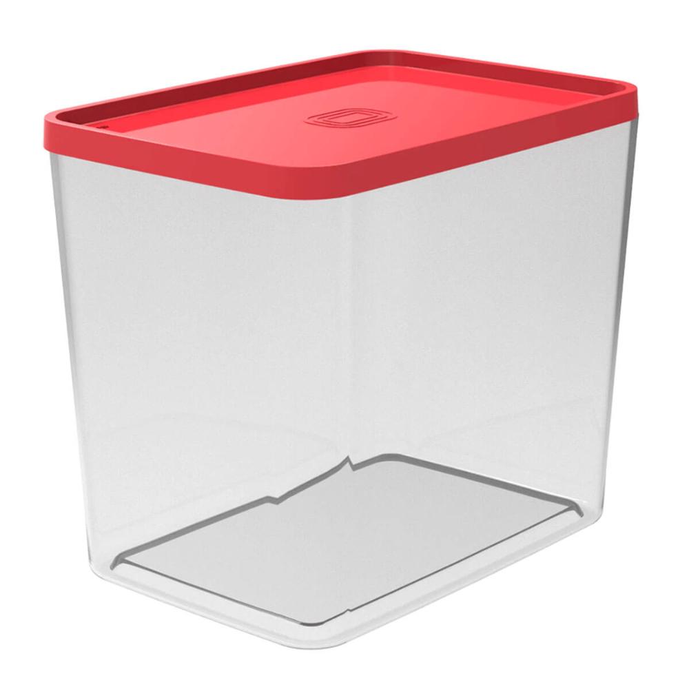 Pote para Mantimentos com Tampa 5L Crippa Transparente e Vermelho Porta Alimentos Condimentos