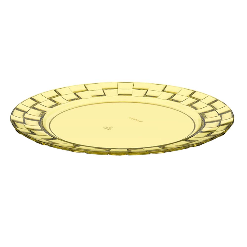 Prato Médio Amarelo Crippa Bandeja para Servir Mesa Posta Porções Aperitivos