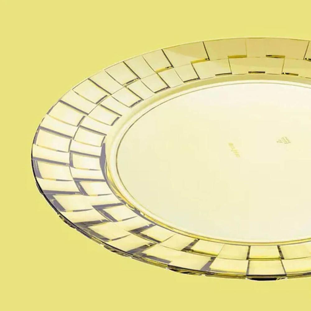 Prato Médio Amarelo Crippa Bandeja para Servir Mesa Posta Porções Aperitivos