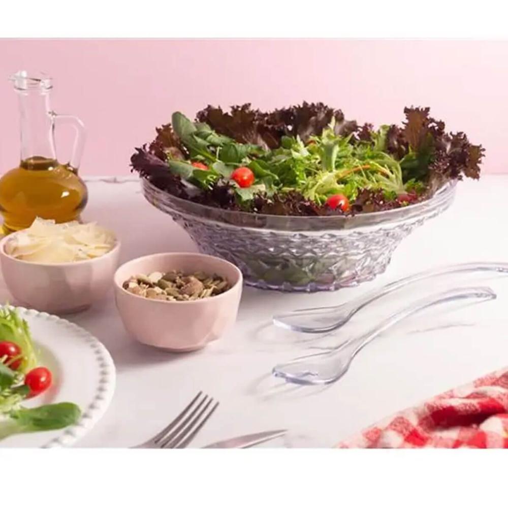 Saladeira Tigela Redonda 3,3L Glassy Crippa Transparente Plástica Salada Pipoca Sobremesa