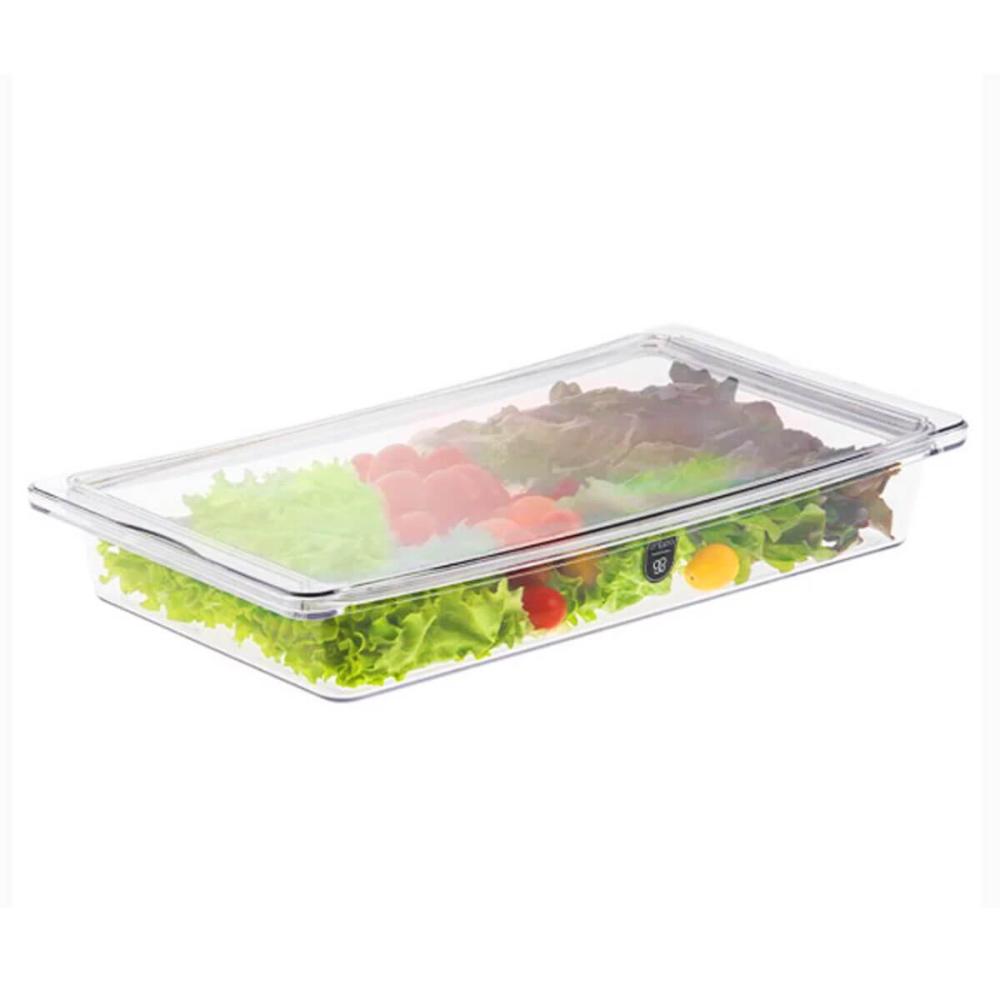Travessa Hermética Retangular com Tampa 3,4L Transparente Frutas Legumes Verduras Crippa