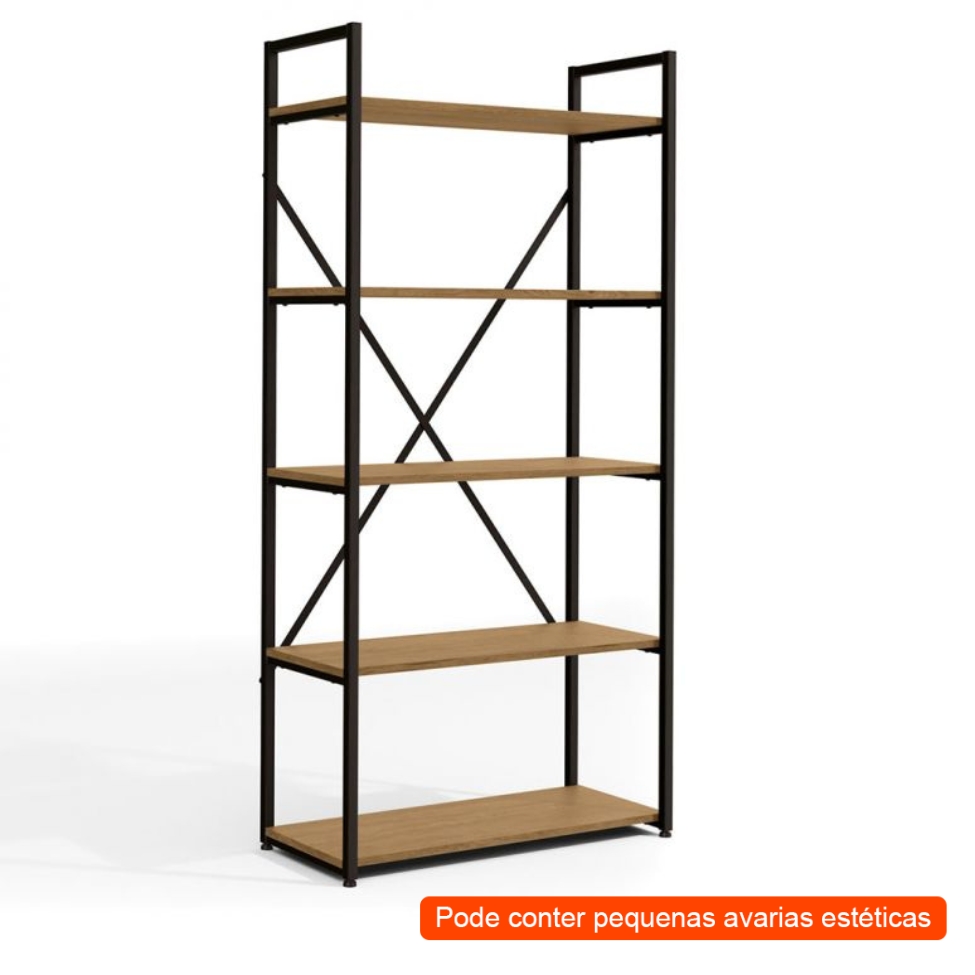 [OUTLET] Estante para Escritório Fahen Freijó e Preta 150 cm