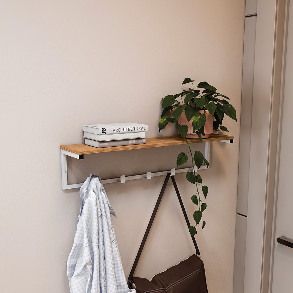 Cabideiro de Parede Goya Canela e Branco