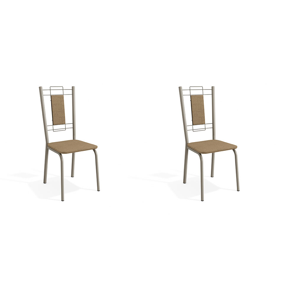 Conjunto com 2 Cadeiras Florença Nickel e Capuccino