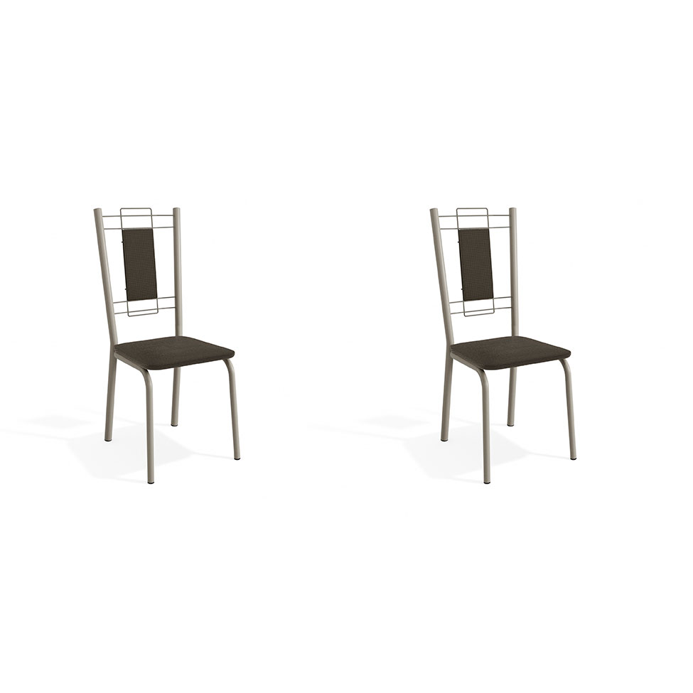 Conjunto com 2 Cadeiras Florença Nickel e Marrom