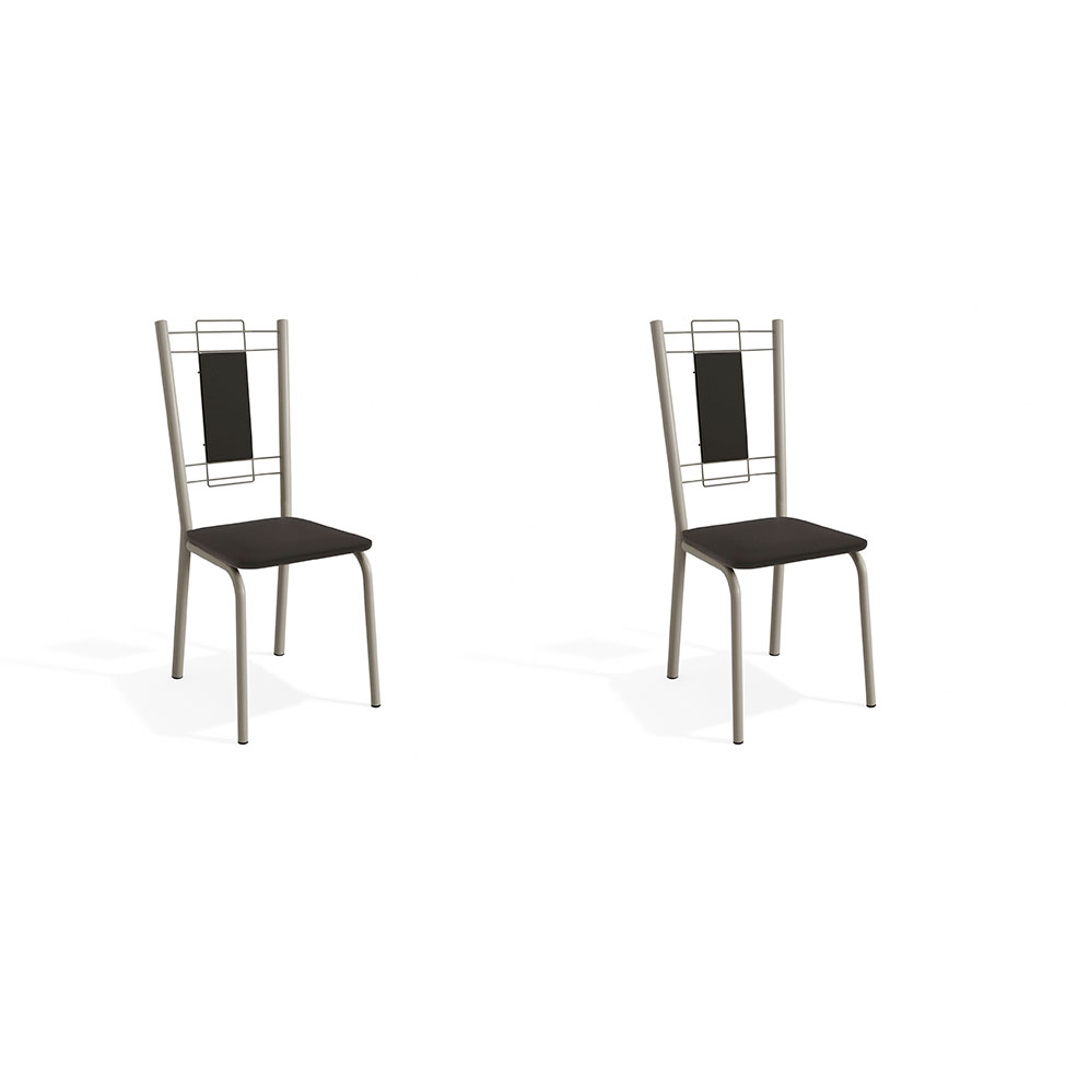 Conjunto com 2 Cadeiras Florença Nickel e Preto