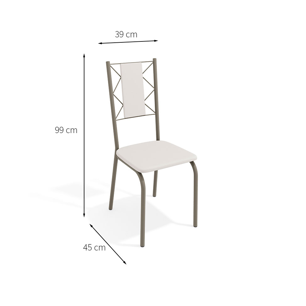 Conjunto com 2 Cadeiras Lisboa Nickel e Branco