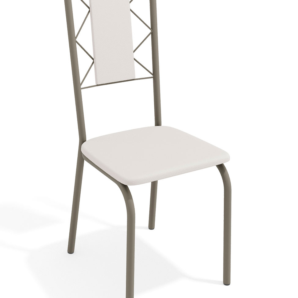 Conjunto com 2 Cadeiras Lisboa Nickel e Branco