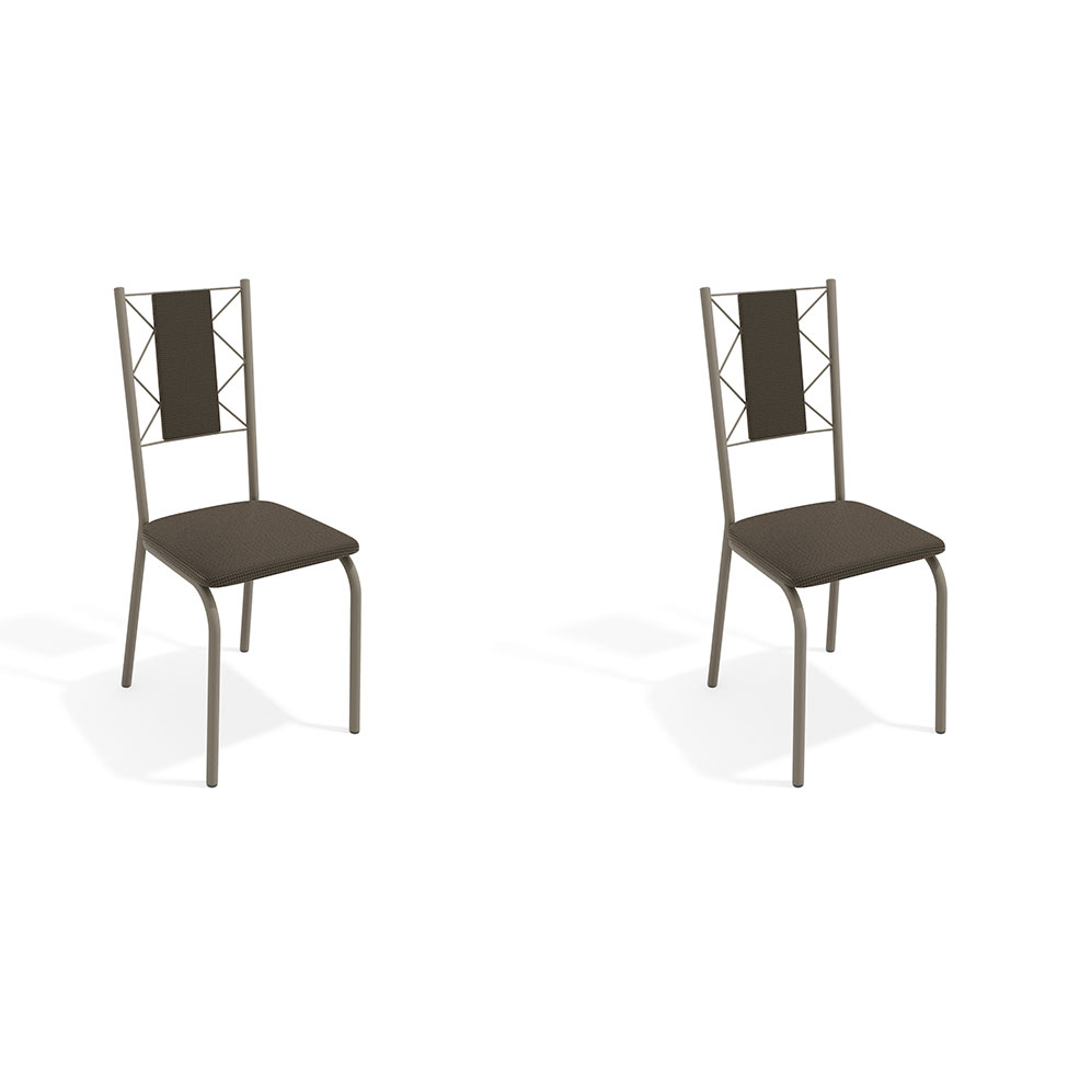 Conjunto com 2 Cadeiras Lisboa Nickel e Marrom