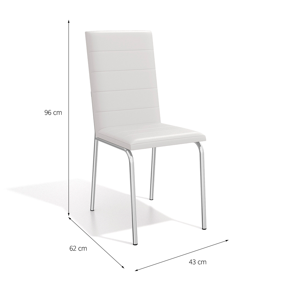 Conjunto com 2 Cadeiras de Cozinha Amsterdã Cromado e Branco