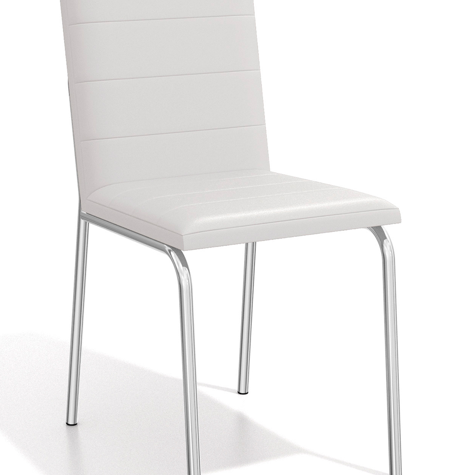 Conjunto com 2 Cadeiras de Cozinha Amsterdã Cromado e Branco