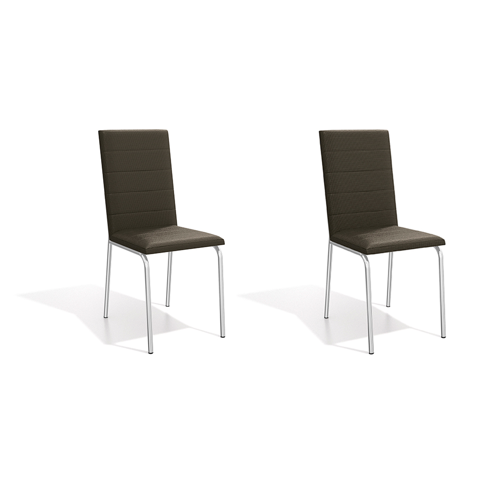 Conjunto com 2 Cadeiras de Cozinha Amsterdã Cromado e Marrom