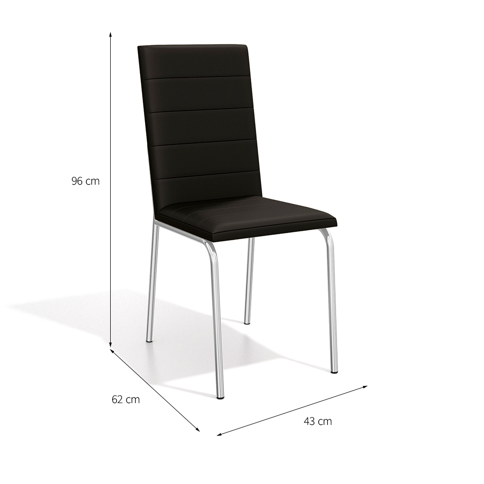 Conjunto com 2 Cadeiras de Cozinha Amsterdã Cromado e Preto
