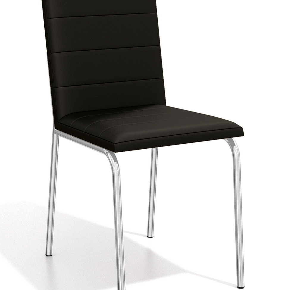 Conjunto com 2 Cadeiras de Cozinha Amsterdã Cromado e Preto