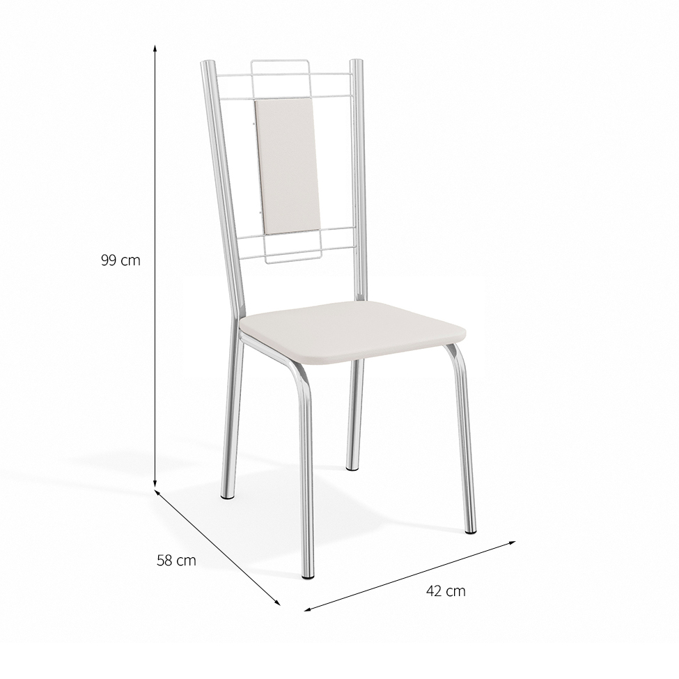 Conjunto com 4 Cadeiras de Cozinha Florença Cromado e Branco