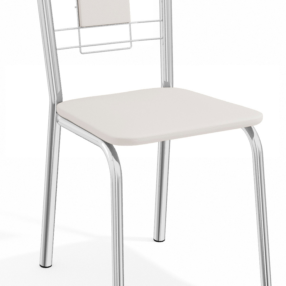 Conjunto com 4 Cadeiras de Cozinha Florença Cromado e Branco