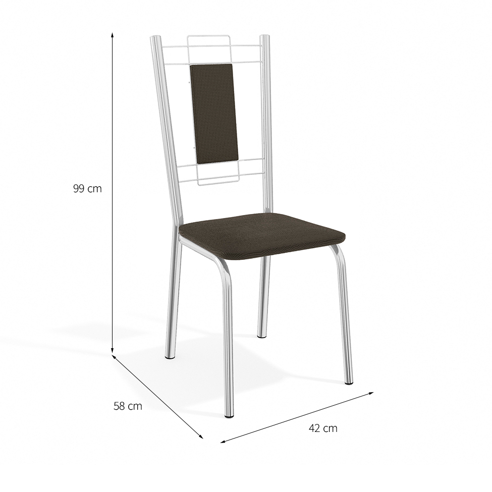 Conjunto com 4 Cadeiras de Cozinha Florença Cromado e Marrom