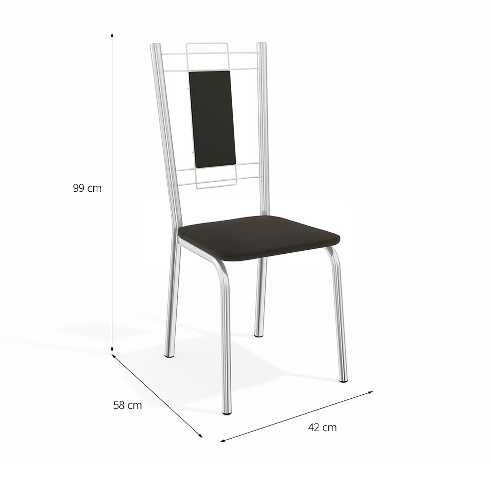 Conjunto com 4 Cadeiras de Cozinha Florença Cromado e Preto