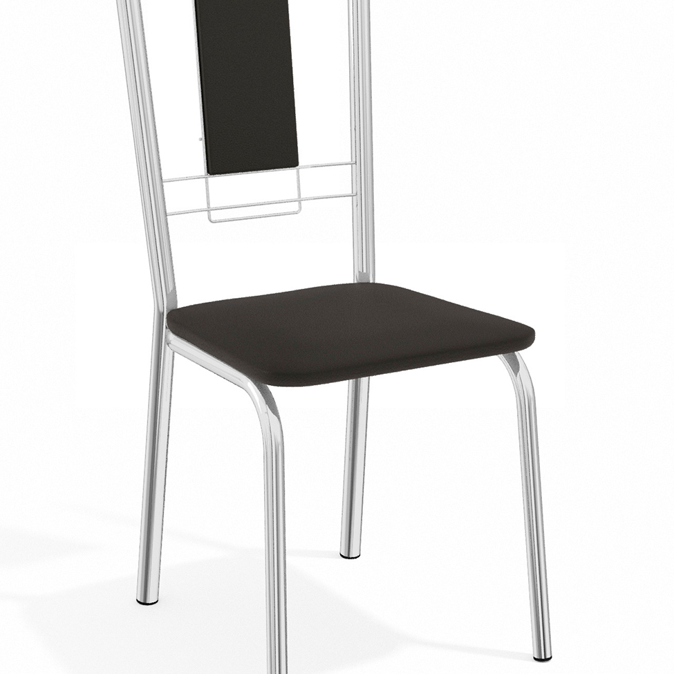 Conjunto com 4 Cadeiras de Cozinha Florença Cromado e Preto