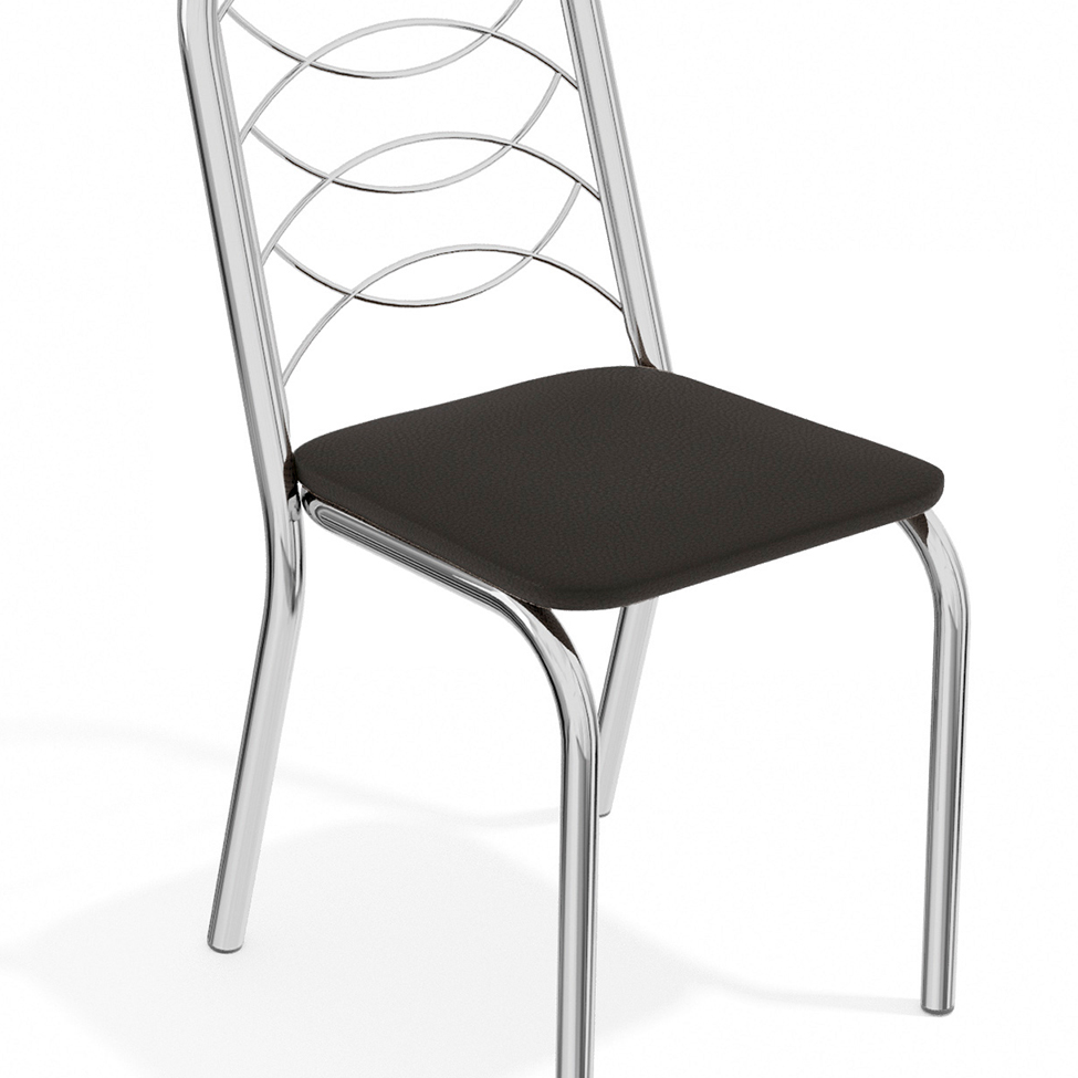 Conjunto com 4 Cadeiras de Cozinha Holanda Cromado e Preto
