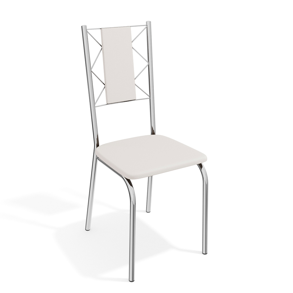 Conjunto com 4 Cadeiras de Cozinha Lisboa Cromado e Branco
