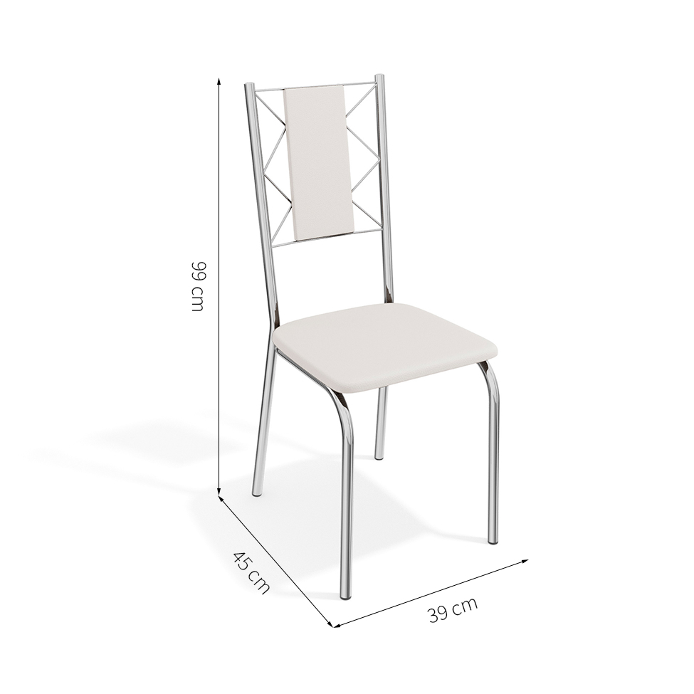 Conjunto com 4 Cadeiras de Cozinha Lisboa Cromado e Branco