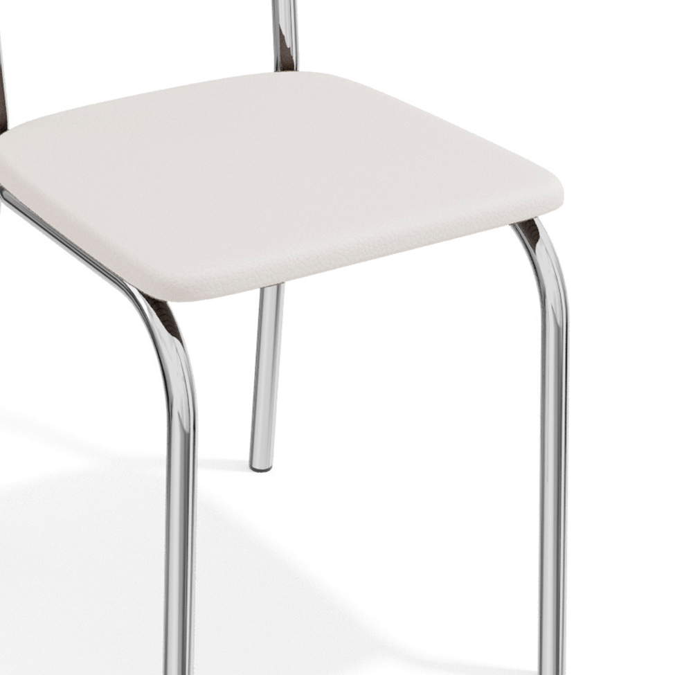 Conjunto com 4 Cadeiras de Cozinha Lisboa Cromado e Branco