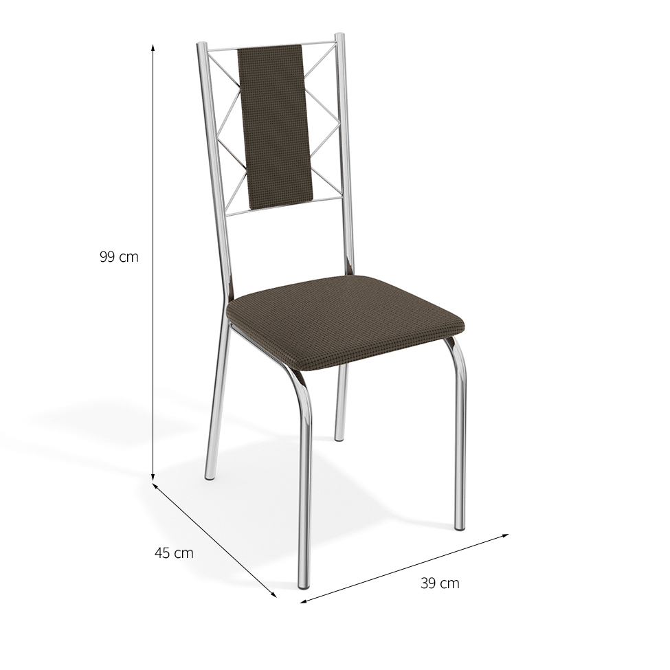Conjunto com 4 Cadeiras de Cozinha Lisboa Cromado e Marrom