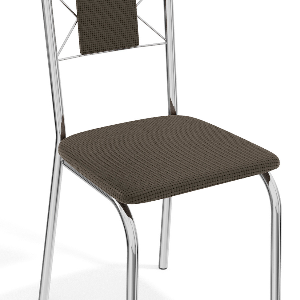 Conjunto com 4 Cadeiras de Cozinha Lisboa Cromado e Marrom