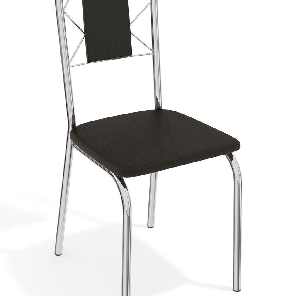 Conjunto com 4 Cadeiras de Cozinha Lisboa Cromado e Preto