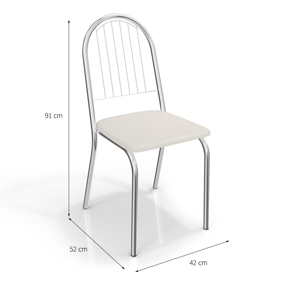 Conjunto com 4 Cadeiras de Cozinha Noruega Cromado e Branco
