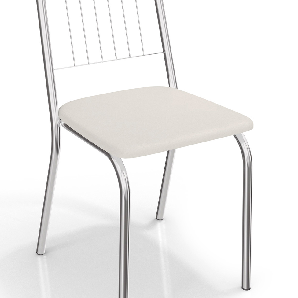 Conjunto com 4 Cadeiras de Cozinha Noruega Cromado e Branco