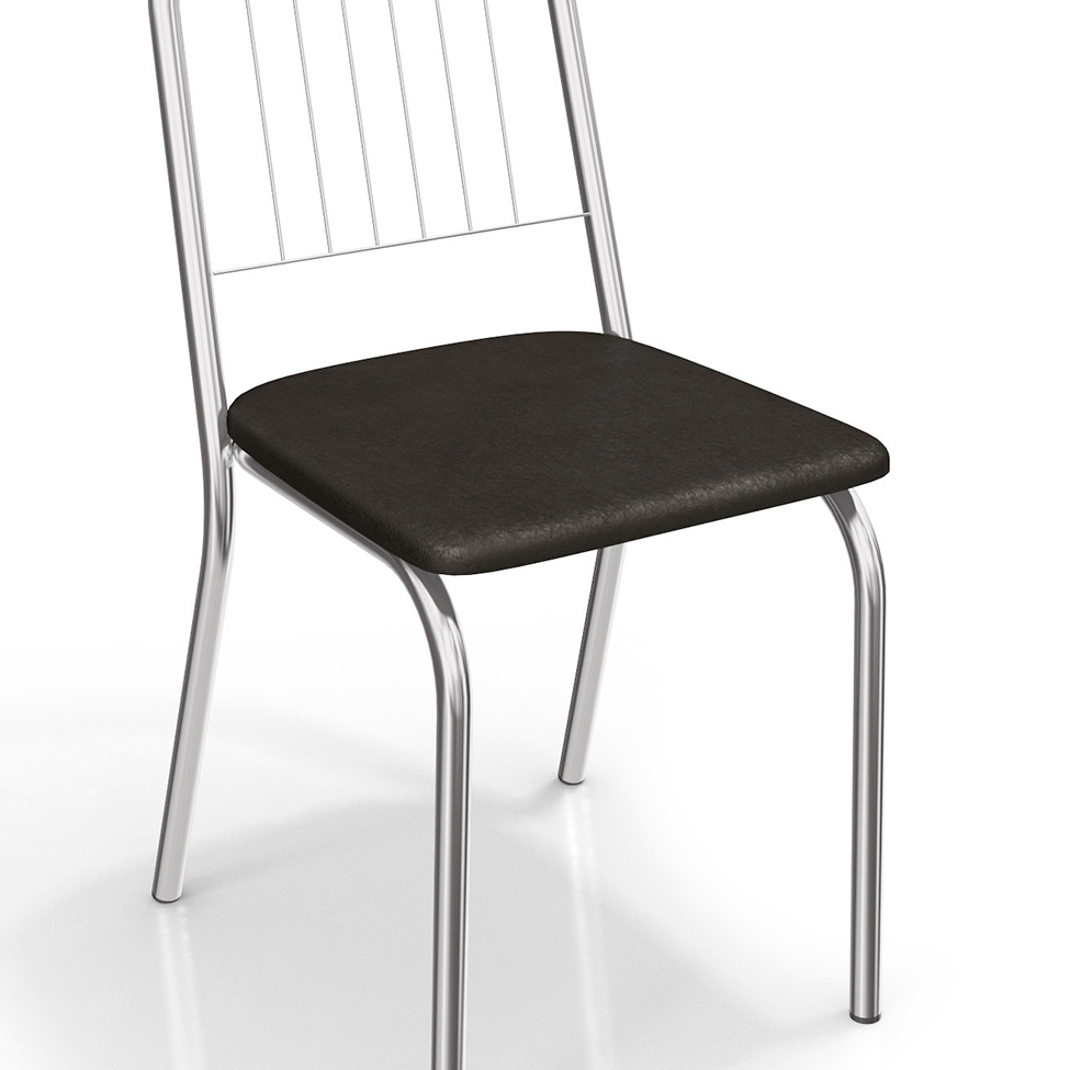 Conjunto com 4 Cadeiras de Cozinha Noruega Cromado e Preto