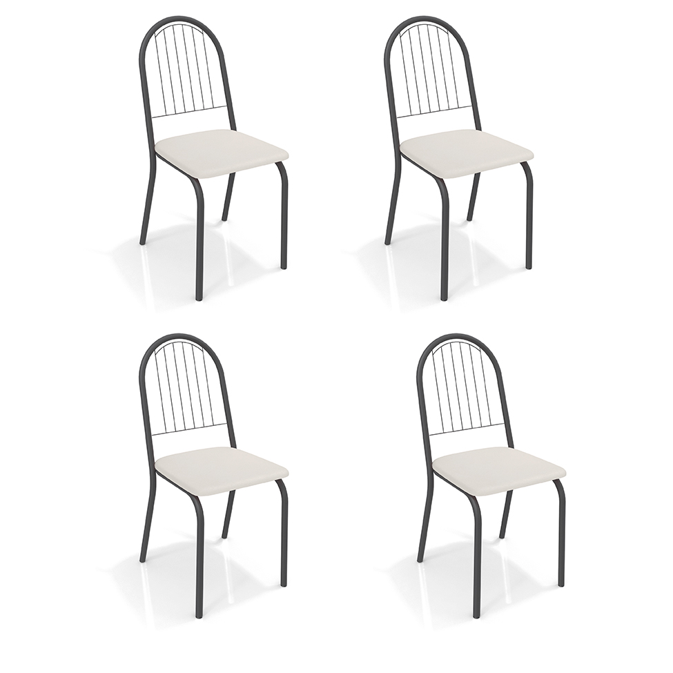 Conjunto com 4 Cadeiras de Cozinha Noruega Preto e Branco