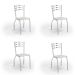 Conjunto com 4 Cadeiras de Cozinha Portugal Cromado e Branco