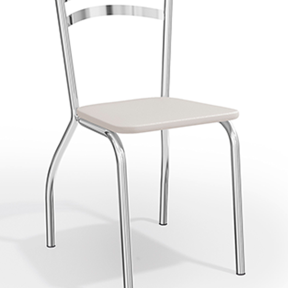 Conjunto com 4 Cadeiras de Cozinha Portugal Cromado e Branco