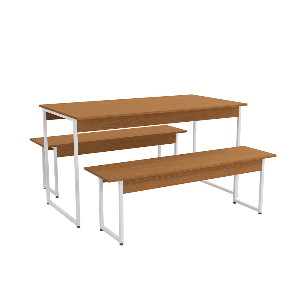 Conjunto de Mesa de Cozinha com 2 Bancos Goya Canela e Branco