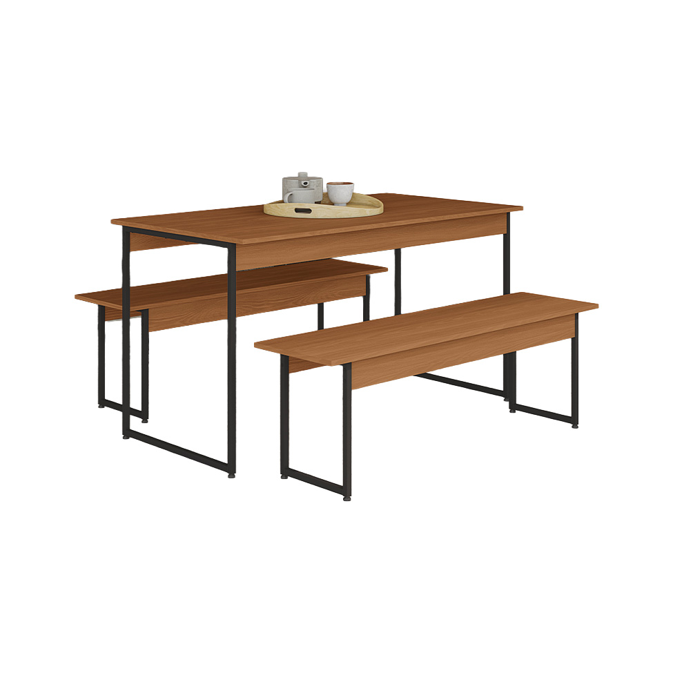 Conjunto de Mesa de Cozinha com 2 Bancos Goya Canela e Preto
