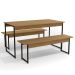 Conjunto de Mesa de Cozinha com 2 Bancos Naíma Freijó e Preto Fosco