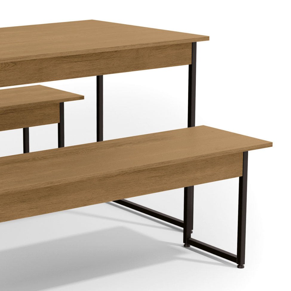 Conjunto de Mesa de Cozinha com 2 Bancos Naíma Freijó e Preto Fosco