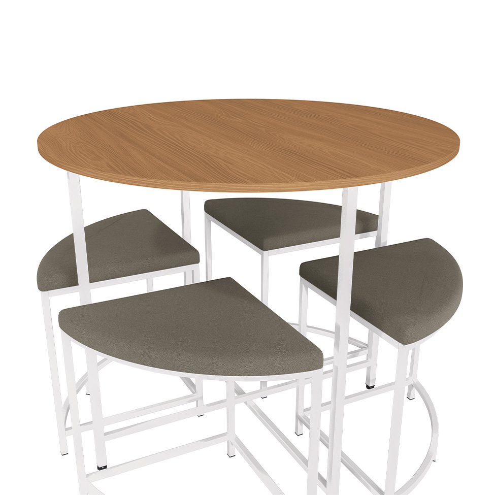 Conjunto de Mesa de Cozinha com 4 Bancos Goya Canela e Branco