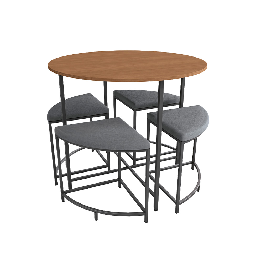 Conjunto de Mesa de Cozinha com 4 Bancos Goya Canela e Preto