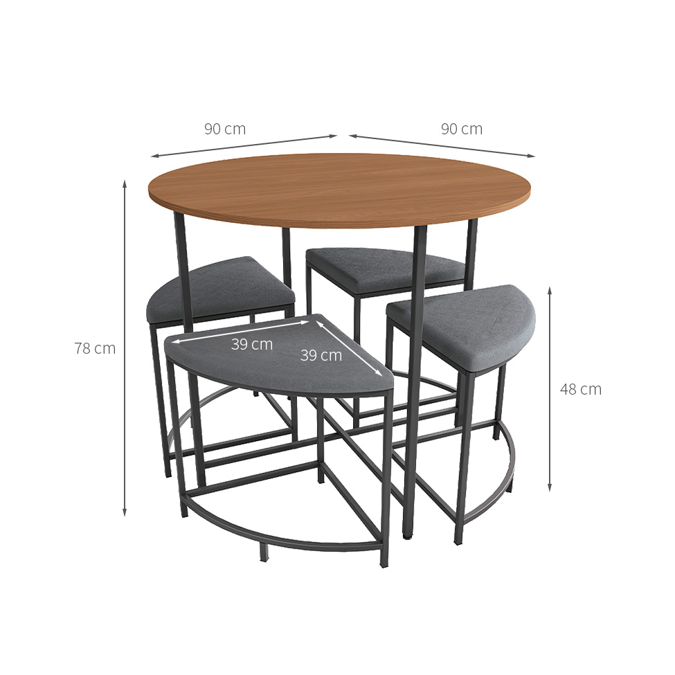 Conjunto de Mesa de Cozinha com 4 Bancos Goya Canela e Preto