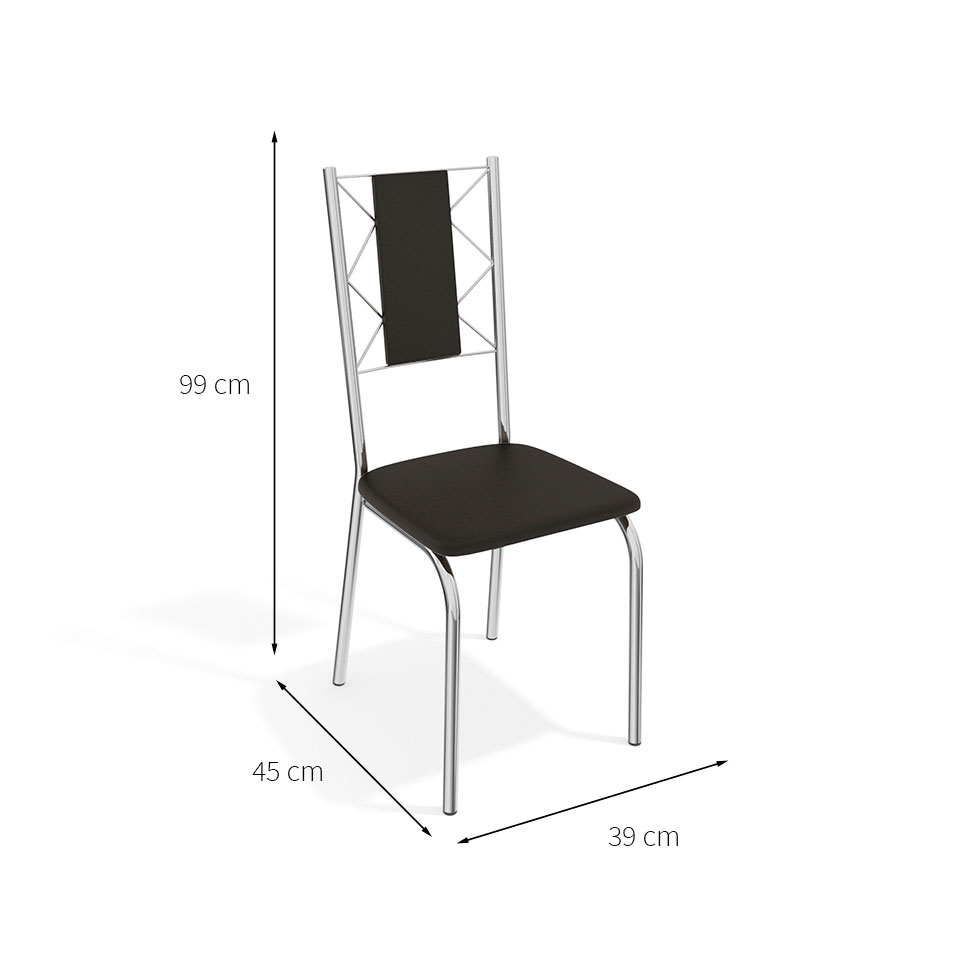 Conjunto de Mesa de Cozinha com 6 Cadeiras Bianca Preto e Cromado