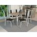 Conjunto de Mesa de Cozinha com Tampo de Vidro e 6 Cadeiras Joana Preto e Cromado