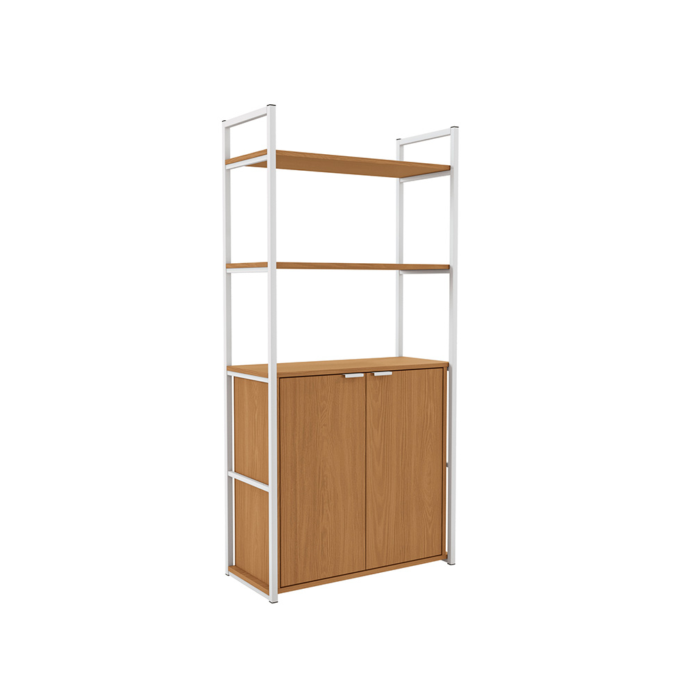 Estante Goya 2 Portas Canela e Branca