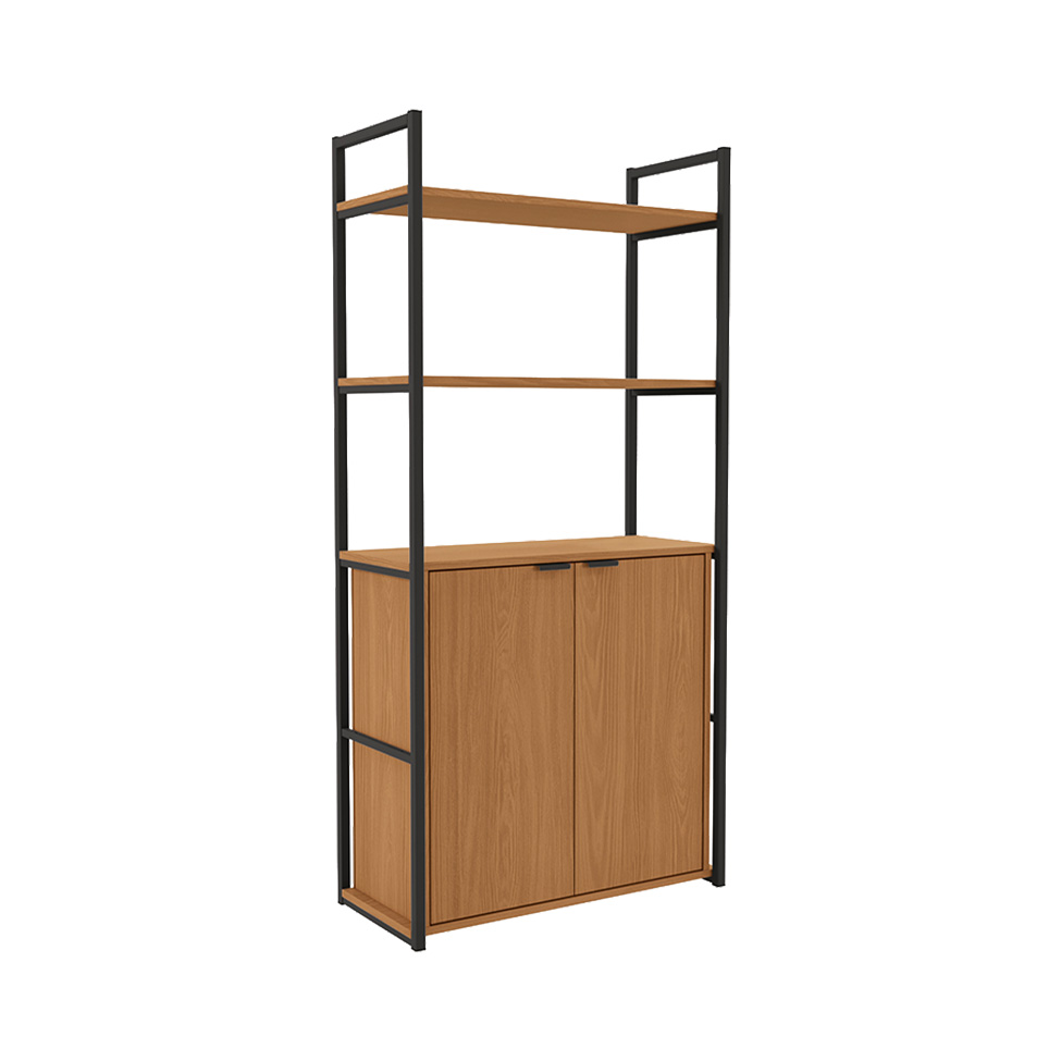 Estante Goya 2 Portas Canela e Preta