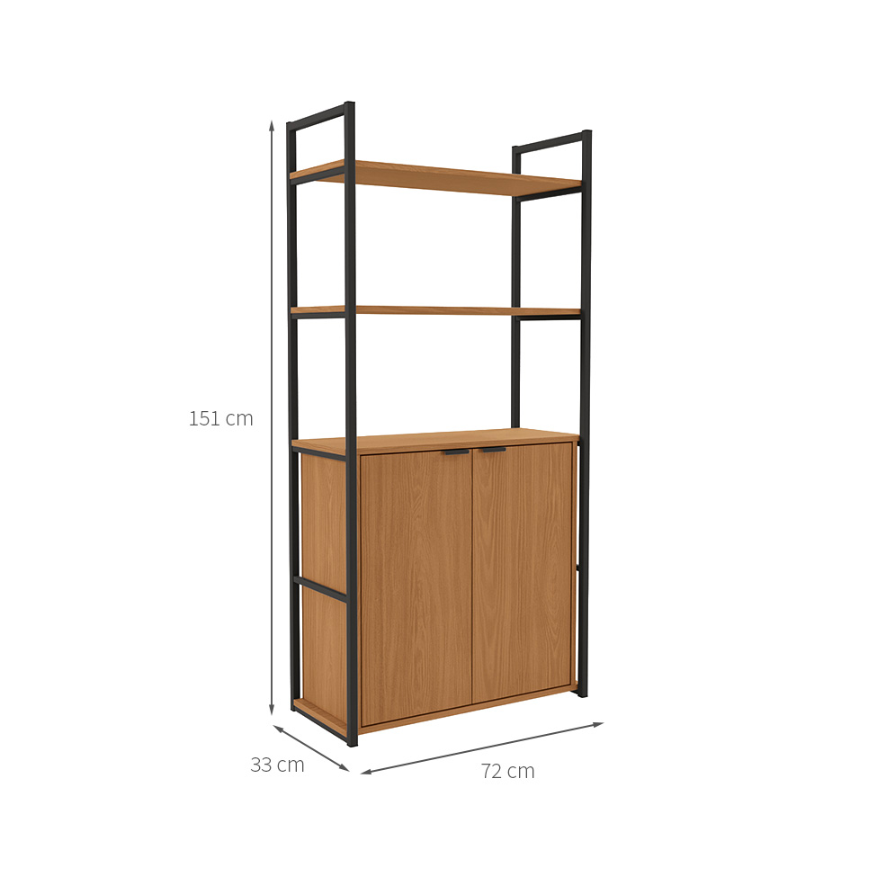 Estante Goya 2 Portas Canela e Preta